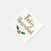 Serviette En Papier Parties scintillant Or Feliz Navidad 2021 (Coin)