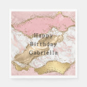 Serviette En Papier Parties scintillant or Marbre blanc rose (Devant)
