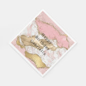 Serviette En Papier Parties scintillant or Marbre blanc rose (Coin)