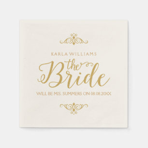 Serviette En Papier Parties scintillant Or moderne Texte-La Mariée