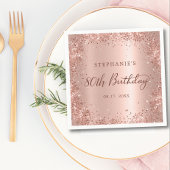 Serviette En Papier Parties scintillant or rose 80e anniversaire Monog