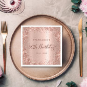 Serviette En Papier Parties scintillant or rose 80e anniversaire Monog