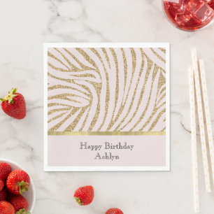 Serviette En Papier Parties scintillant or rose pâle Zebra Anniversair