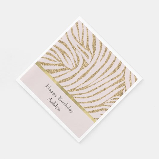 Serviette En Papier Parties scintillant or rose pâle Zebra Anniversair (Coin)