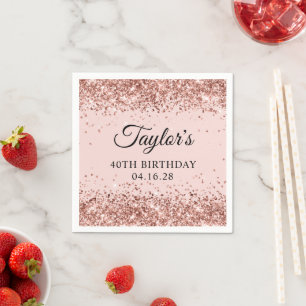 Serviette En Papier Parties scintillant or rose rose pâle 40e annivers
