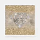 Serviette En Papier Parties scintillant or Silver Diamond brillant (Devant)