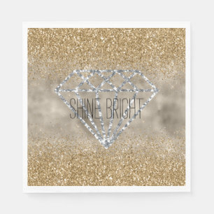 Serviette En Papier Parties scintillant or Silver Diamond brillant