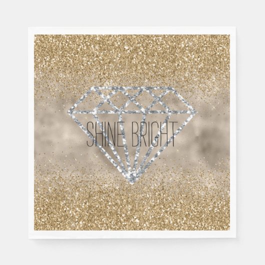 Serviette En Papier Parties scintillant or Silver Diamond brillant (Devant)