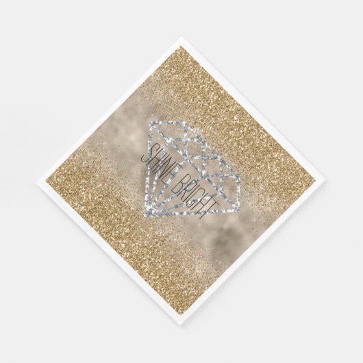 Serviette En Papier Parties scintillant or Silver Diamond brillant (Coin)