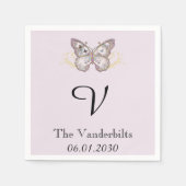 Serviette En Papier Parties scintillant Papillon Lavande Monogramme Ma (Devant)