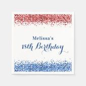 Serviette En Papier Parties scintillant Patriotique Rouge Bleu Bleu (Devant)