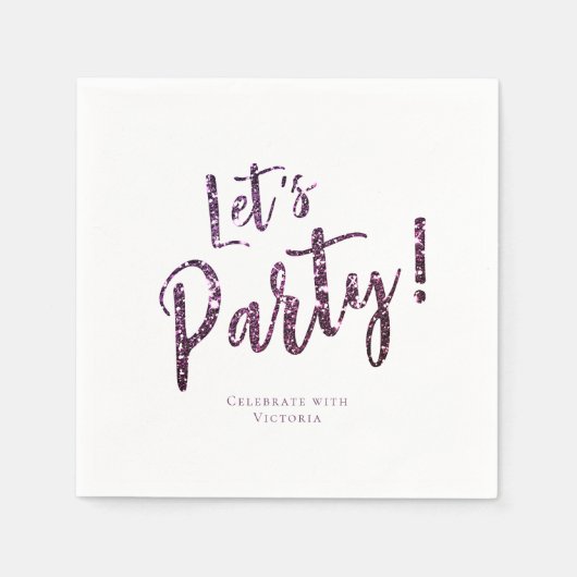 Serviette En Papier parties scintillant pétillante violette customisée (Devant)