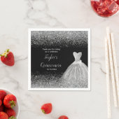 Serviette En Papier Parties scintillant Quinceanera Silver Faux (En situation)