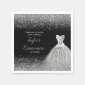 Serviette En Papier Parties scintillant Quinceanera Silver Faux (Devant)