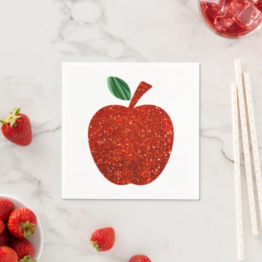 Serviette En Papier Parties scintillant Red Apple Napkin (En situation)