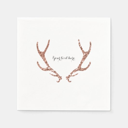 Serviette En Papier Parties scintillant rose Antlers rustiques Woodsy  (Devant)