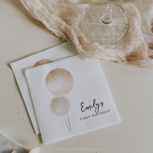 Serviette En Papier Parties scintillant rose Ballons Fille Première fê