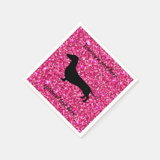 Serviette En Papier Parties scintillant rose chaud Dachshund Papier se (Coin)