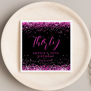 Serviette En Papier Parties scintillant rose chaud fête d'anniversaire