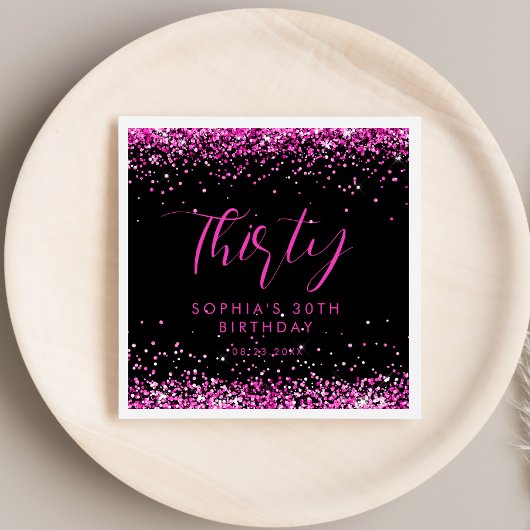 Serviette En Papier Parties scintillant rose chaud fête d'anniversaire