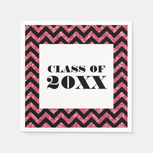 Serviette En Papier Parties scintillant rose Chevron Papier de Graduat