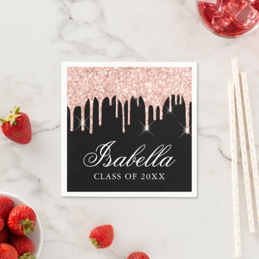 Serviette En Papier Parties scintillant rose Drift Nom personnalisé Gr (En situation)