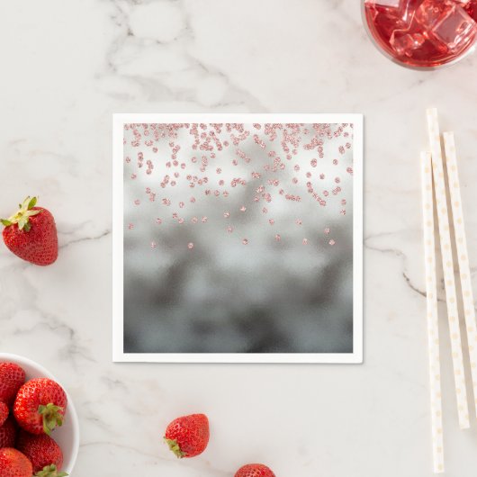 Serviette En Papier parties scintillant rose en or confetti en argent (En situation)