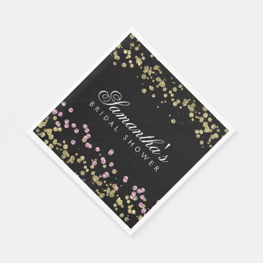 Serviette En Papier Parties scintillant rose et douche de mariée or (Coin)