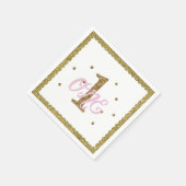 Serviette En Papier Parties scintillant rose et or 1 ONE 1ère fête d'a (Coin)