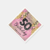 Serviette En Papier Parties scintillant rose et or 50e anniversaire (Coin)