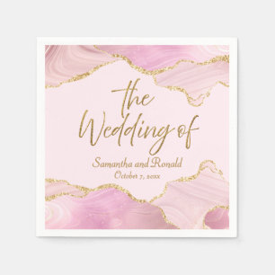 Serviette En Papier Parties scintillant rose et or Agate Le Mariage de