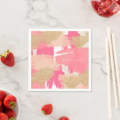 Serviette En Papier Parties scintillant rose et or moderne Motif Abstr (En situation)