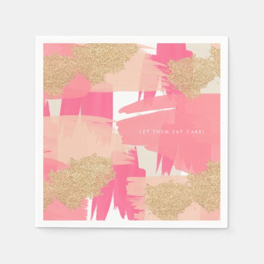Serviette En Papier Parties scintillant rose et or moderne Motif Abstr (Devant)