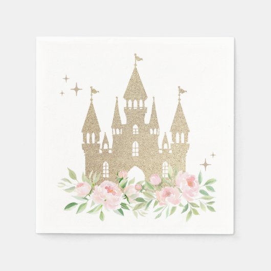 Serviette En Papier Parties scintillant rose et or Princesse Anniversa (Devant)