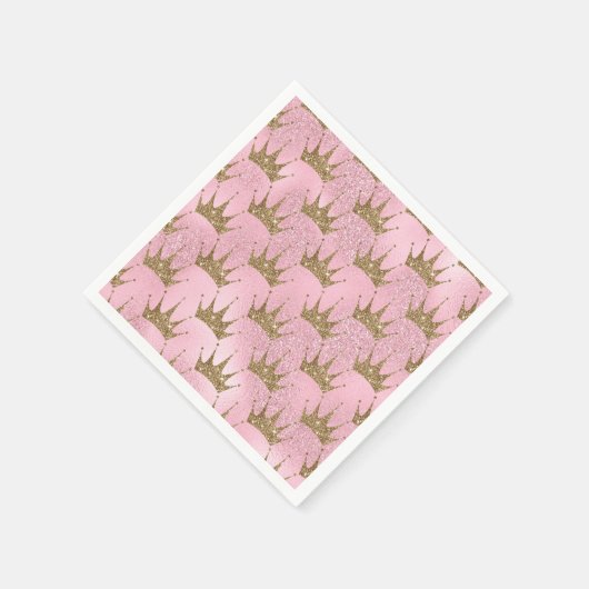 Serviette En Papier Parties scintillant rose et or princesse Motif de (Coin)