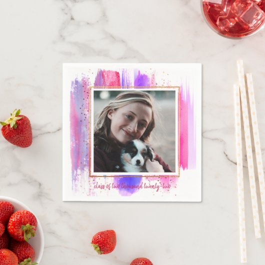 Serviette En Papier Parties scintillant rose et pourpre Éperche Gradua (En situation)