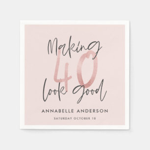 Serviette En Papier parties scintillant rose fille, 40e anniversaire m