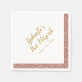 Serviette En Papier Parties scintillant rose Fille Rose Bat mitzvah or (Devant)