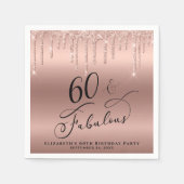 Serviette En Papier Parties scintillant Rose Gold 60e fête d'anniversa (Devant)