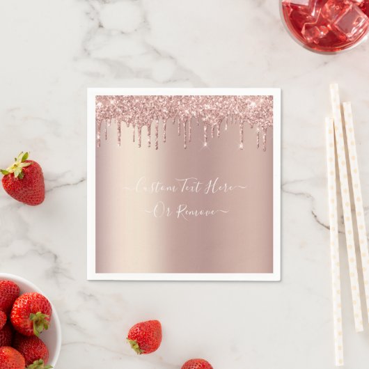 Serviette En Papier Parties scintillant rose Gold Blush - Votre texte (En situation)