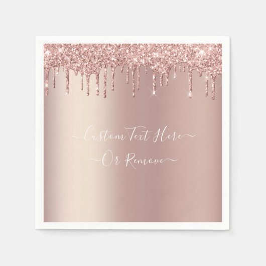 Serviette En Papier Parties scintillant rose Gold Blush - Votre texte (Devant)