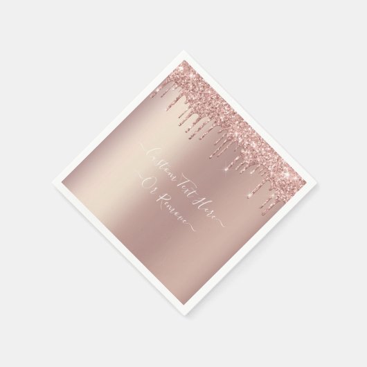 Serviette En Papier Parties scintillant rose Gold Blush - Votre texte (Coin)