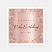 Serviette En Papier Parties scintillant rose Gold Foil 60e anniversair (Devant)