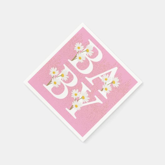 Serviette En Papier Parties scintillant rose Golden Daisy Baby shower (Coin)