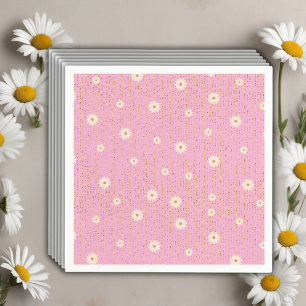Serviette En Papier Parties scintillant rose Golden Daisy Baby shower 