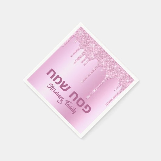 Serviette En Papier Parties scintillant rose goutte joyeuse Pâque (Coin)