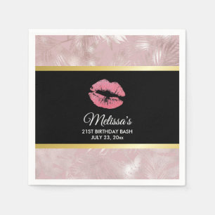 Serviette En Papier Parties scintillant rose lèvres et Rose Gold Tropi
