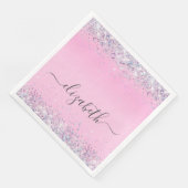 Serviette En Papier Parties scintillant rose monogramme (Coin)