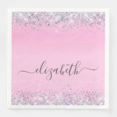 Serviette En Papier Parties scintillant rose monogramme (Devant)