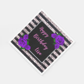 Serviette En Papier Parties scintillant rose noire rayures violet Rose (Coin)